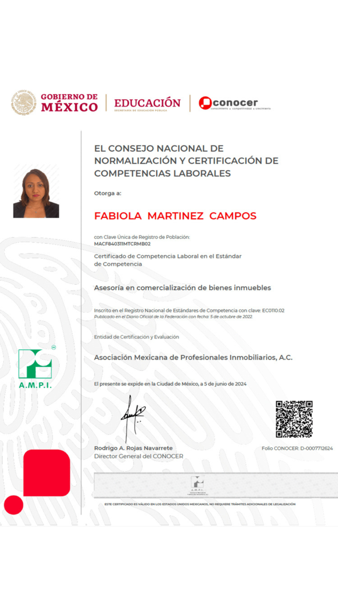 Certificado AMPI EC0110 - Fabiola Martínez Campos